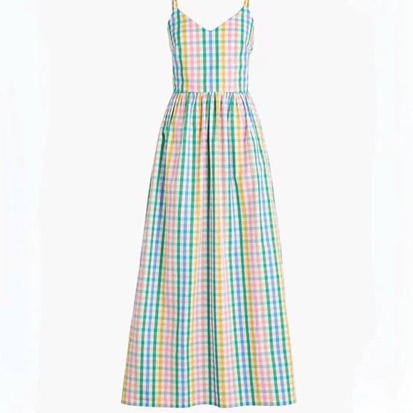 J CREW V-neck gingham plaid colorful dress - Picture 2 of 10